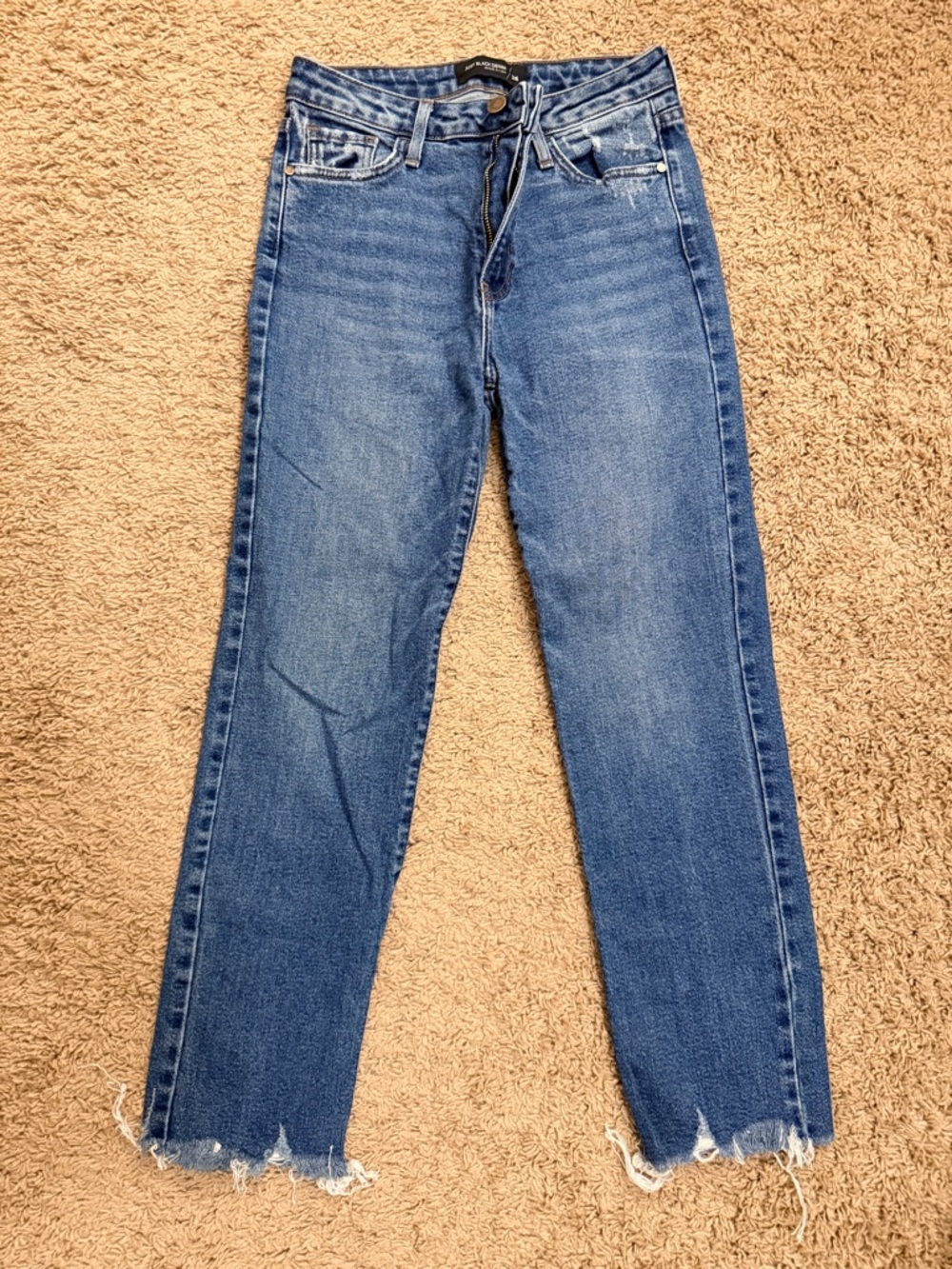 Just Black Denim Raw-Hem Straight Leg Jeans in Blue